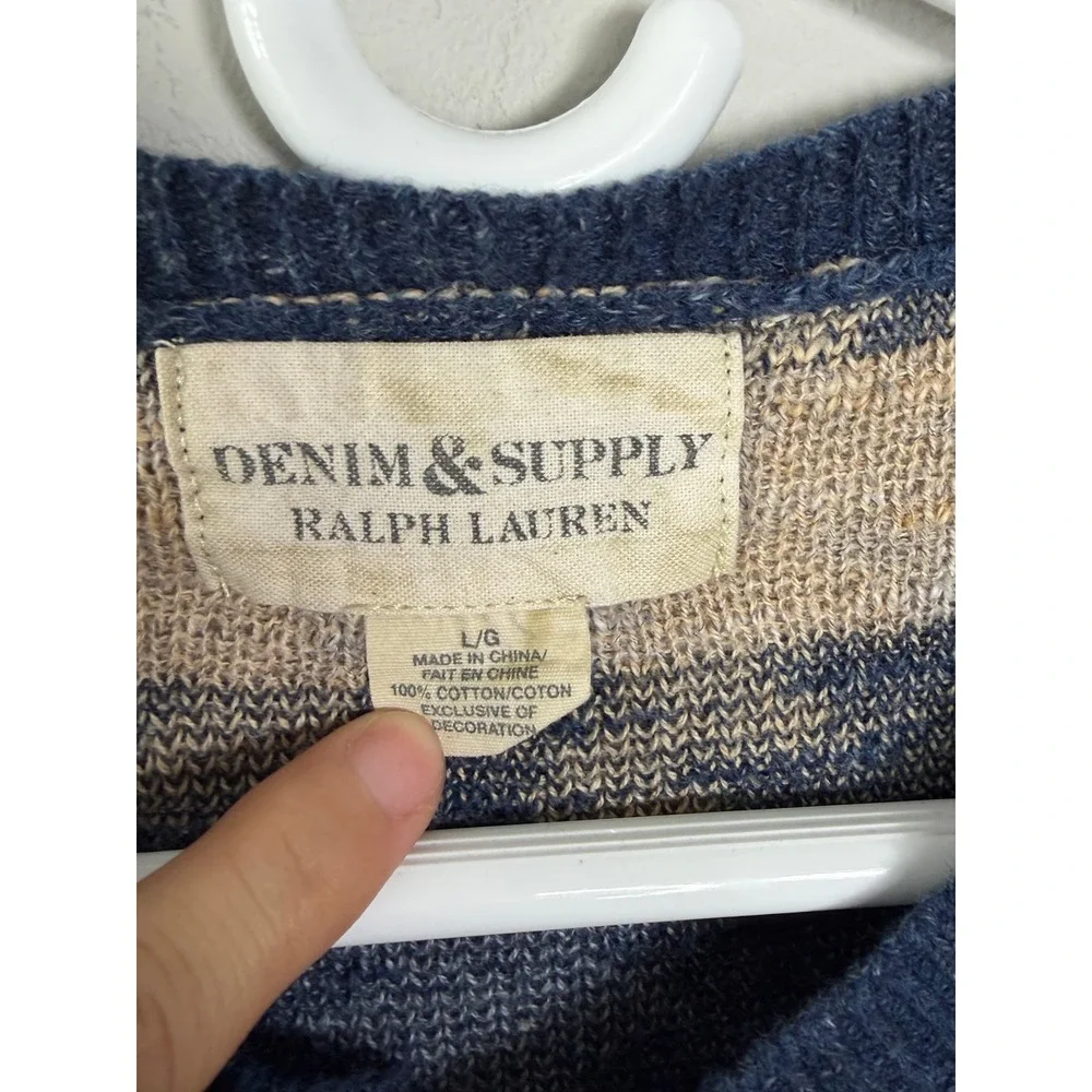 Denim & Supply Ralph Lauren Henley Sweater L Blue Southwestern Cotton Heritage